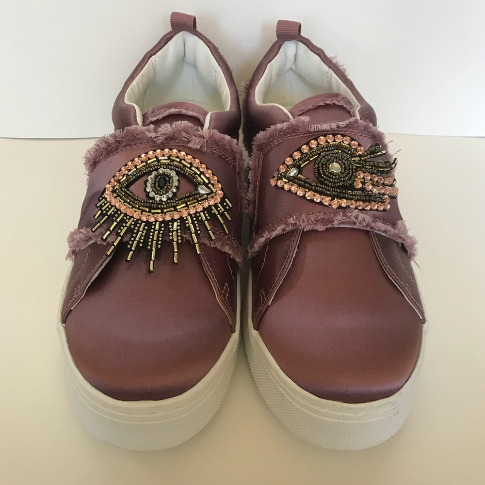 Sam Edelman satin eye shoes purple 6 NWOT